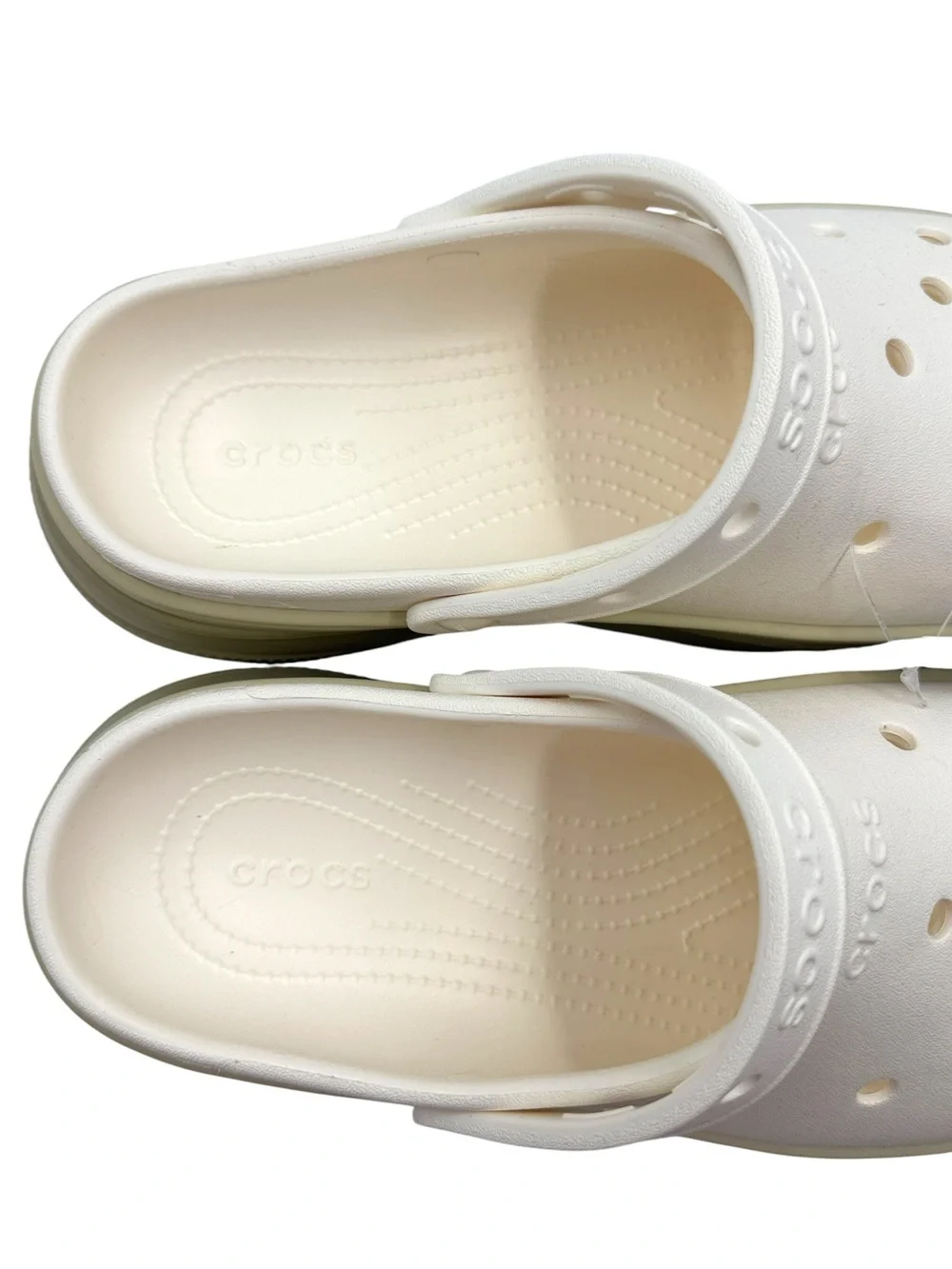 NWT Crocs Classic Stacked Clogs - Chalk / Neutral Platform Sandals Size 11W / 9M
